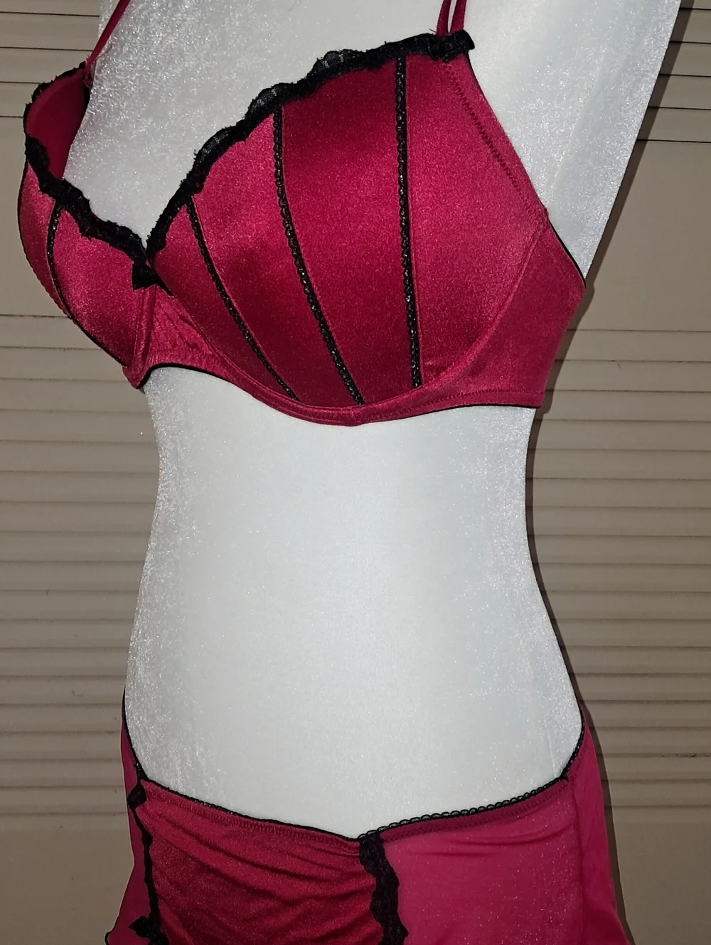 Apt. 9 Wine and Black 36 D and Large Lace Bra & Mini Skirt Set - Picture 8 of 16